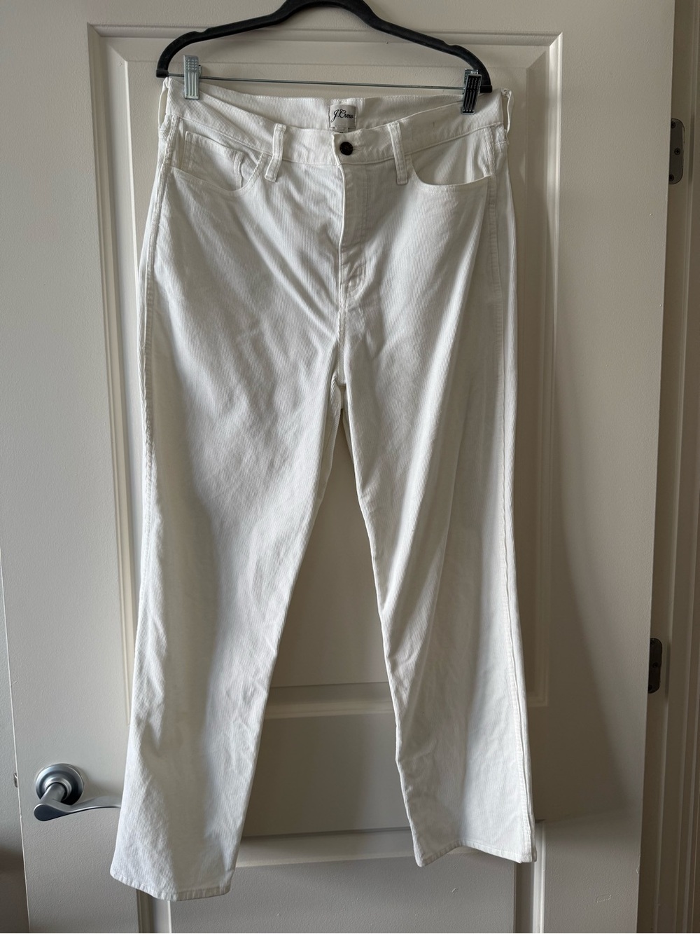 J Crew White Straight-Leg Corduroy